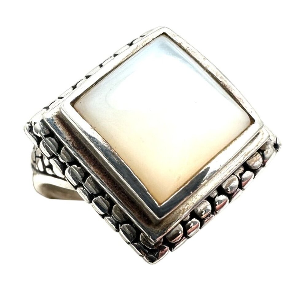 Michael Dawkins Ring Sterling Silver Pearl Caviar Design Size 8